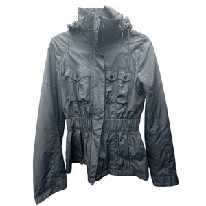 ZARA Black Utility Jacket w/ Hidden Hood - Cinched Waist - Size M - EUC